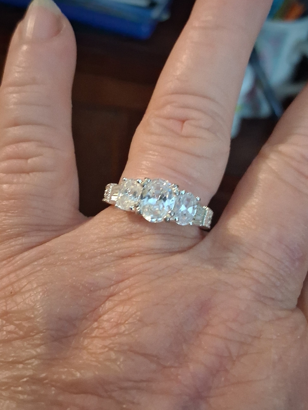 3+ Carat CZ ENGAGEMENT RING In Nickel Free Sterling Plated Size 7